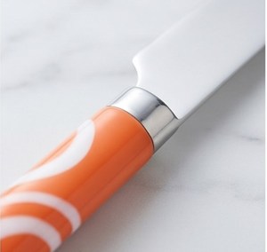 Ensemble de couverts modernes à poignée orange avec motif blanc, compatibles lave-vaisselle, pour fêtes et repas - Product Image 5