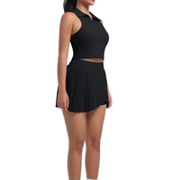Ensemble short et débardeur dos nageur pour femme, couleur unie, en tissu jersey, séchage rapide, respirant, longueur genou, style streetwear, avec patchs