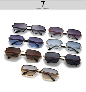 LMAMBA 2A607 2024 Trendy Vintage Shades High Quality Designer Custom Logo Metal Frames Square <b>Sunglasses</b> Women Men - Product Image 3