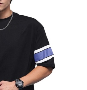 Camiseta de Manga Corta para Hombre, Corte Regular, Color Negro, con Detalles en Azul y Blanco, Cuello Redondo, Estilo Casual, 100% Algodón Jersey, Transpirable - Product Image 5