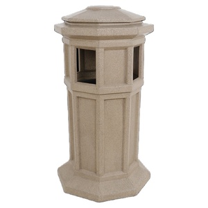 <b>Plastic</b> Round Elegant Outdoor Waste Bin Removable Inner <b>Bucket</b> Eco-Friendly Big Size Garden Lawn Patio Street Use - Product Image 1