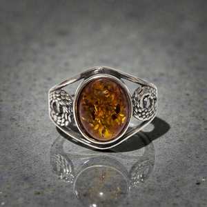 Baltic Amber Sterling Silver <b>Ring</b> Unisex Chunky Natural Amber Stone <b>Ring</b> For Men Women Statement Jewelry - Product Image 5