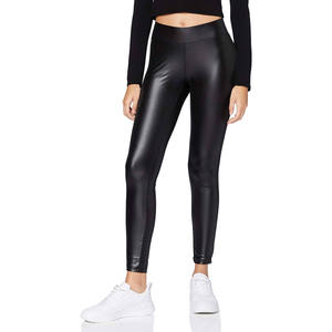 Leggings noirs taille haute en PU enduit, longueur intégrale, coupe classique, respirants, imperméables, coupe-vent, taille élastique, streetwear d'hiver - Product Image 3