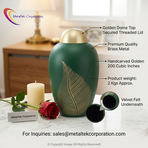 Premium Maroon Brass Cremation Urn Large Adult Funeral Ashes Jar Secured Threaded Lid Handmade Memorial Urns Factory Wholesale - Product Image 5