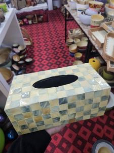 Handmade Mother of Pearl Inlay <b>Tissue</b> Box Cover, Floral Geometric Mother of Pearl Inlay <b>Tissue</b> Box Cover - Product Image 4