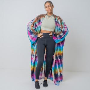 Belle Nouveau Kimono Robe D'été Surdimensionné Vacances Look Boho Festival Bohème Boho Chic À La Mode Femmes Tie Dye Kimono - Product Image 2