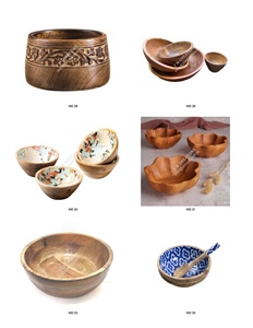 Leaf Design Round Acacia Bowl Fruits <b>Display</b> <b>Table</b> Centerpiece Custom Design Bowls Tabletop Items Wooden Bowl For Home Latest - Product Image 6