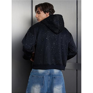 เสื้อฮู้ดกลิตเตอร์แขนยาวมีฮู้ดเสื้อสเวตเตอร์แบบสวมมีฮู้ดสตรีทแวร์ - Product Image 4