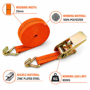 Correa de Amarre de Carga con Trinquete de Poliéster de Alta Resistencia de 1 Pulgada y 25 mm, 800 kg, con Gancho Doble en J y Logotipo Personalizado - Product Image 6
