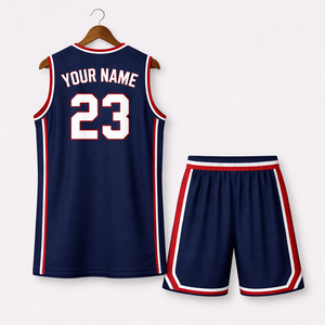 ชุดบาสเก็ตบอลทีมโรงเรียนแบบสั่งทำพิเศษ แห้งเร็ว ระบายอากาศได้ดี ผ้าโพลีเอสเตอร์ 100% สกรีนชื่อและหมายเลขผู้เล่นตามสั่ง - Product Image 2