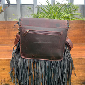 กระเป๋าสะพายข้างหนังแท้สำหรับผู้หญิงหนังแท้สไตล์โบฮีเมียน - Product Image 4