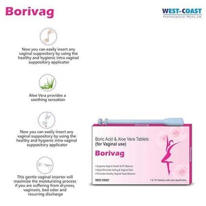 Suppositoires à l'acide borique avec aloe vera, paquet de 18 suppositoires et applicateur - Product Image 3