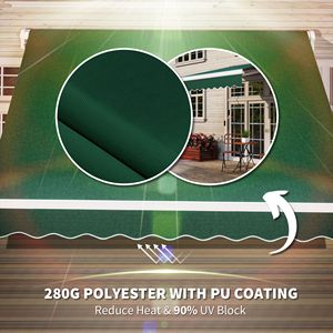 Tenda da Sole Retrattile Manuale Verde 8x7 per Esterni, con Manovella, Pieghevole ed Estensibile per Terrazze, Balconi e Coperture per Finestre - Product Image 5