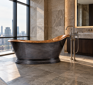 Antique Vintage Style Top Selling Oval Copper Bathtub Freestanding Modernist Solid Copper Durable Deep Soaking Bathtub Wholesale - Product Image 6