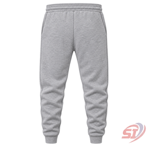 Pantalon de jogging premium gris chiné en molleton brossé personnalisé, style athleisure, vente en gros OEM ODM - Product Image 2