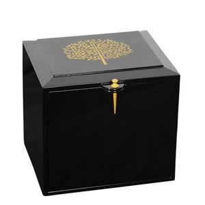 Luxury High Gloss Black Wooden Cremation Urn Golden Tree of Life Engraved Adult Pet Funeral <b>Keepsake</b> Ashes <b>Box</b> Supplier Urns - Product Image 1