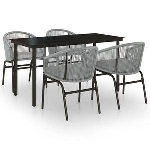 Ensemble de salle à manger de jardin de taille moyenne en acier thermolaqué gris - Product Image 2