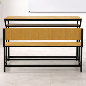 Conjunto de Mesa Alta Industrial y Bancos con Estructura Metálica y Acabado Madera, Muebles Modernos para Comedor, Cafetería o Formación, Modelo Metal Drake - Product Image 2