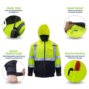 Perfectionists <b>High</b> <b>Visibility</b> CE Certified Breathable Zippered Reflective <b>Softshell</b> Unisex Work <b>Jacket</b> Needle Detection - Product Image 6