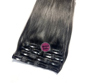 Extensiones de Cabello Remy Naturales Negras Lisas Indias con Clip, de Una Sola Capa, Fácil Aplicación - Product Image 5