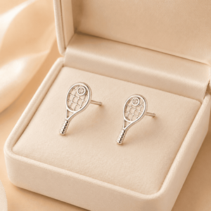 Pendientes Minimalistas de Plata de Ley 925 con Forma Creativa de Raqueta de Tenis, Joyería Deportiva Única para Mujer - Product Image 3