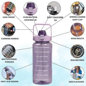 Time Markers BPA-Free Leak-Proof Plastic <b>Shaker</b> for Fitness Gym Daily Hydration Eco-Friendly - Product Image 2