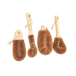 Cepillo de limpieza de fibra de coco natural con mango de madera, cepillo de fregar ecológico de mano para botellas y platos - Product Image 1