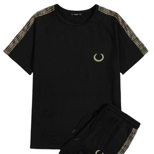 ชุดเสื้อยืดวิ่งบนโลโก้สำหรับผู้ชาย,ชุดวิ่ง2ชิ้นเสื้อยืดกีฬาสำหรับฤดูร้อน - Product Image 1