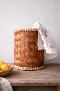 Panier en bambou tressé vintage, pot de plante rustique en rotin, panier de rangement en osier naturel, décoration intérieure, fournisseur en gros - Product Image 1