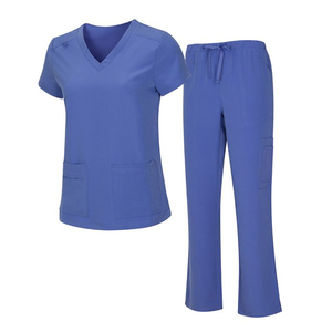 Conjunto de Uniforme de Enfermera para Mujer con Blusa de Cuello en V, Pantalones Tipo Jogger, Tela Suave e Impresión de Logotipo Personalizado - Product Image 4