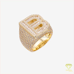 Bague Statement Initiale B en Argent Sterling 925 avec Diamant de Laboratoire, Détails Sertis, Bijoux de Luxe Tendance pour Acheteurs en Gros - Product Image 5