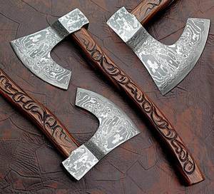 Hache Tomahawk en acier Damas faite à la main, manche en bois naturel, lame de 6,5 pouces, outil de survie en plein air - Product Image 1