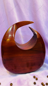 Handcrafted Crescent Cutout Wooden Clutch <b>Bag</b> <b>for</b> <b>Women</b> Designer Evening Party Wedding Statement Sculptural Purse - Product Image 4