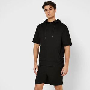 Custom High Quality Streetwear Two Piece Workout <b>Fleece</b> Joggers <b>Shorts</b> Unisex Tracksuit Hoodie <b>Short</b> Set <b>Men</b> - Product Image 6