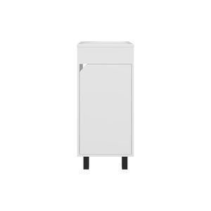 Mobile bagno autoportante Bethel con lavabo in resina, un'anta e due ripiani, bianco - Product Image 3