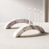 Support de bougie en marbre, cylindrique, avec accents dorés, décoration d'intérieur, support en pierre durable