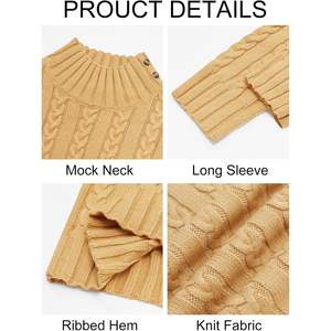 Suéter de punto con cuello alto y diseño de cadena, material personalizado, transpirable, antiarrugas, con botones al frente, cálido para invierno, corte regular, para hombre - Product Image 5