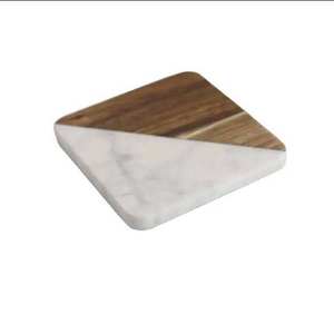 Offre Spéciale – Sous-verres personnalisés pour mariage : Sous-verres en marbre et bois d'acacia pour boissons, supports de tasses en marbre - Product Image 2