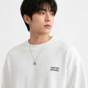 <b>Mens</b> Oversized Crew Neck Pullover <b>Sweatshirt</b> Solid <b>White</b> Unlined Long Sleeve Casual Streetwear Top - Product Image 6