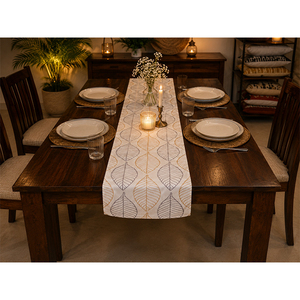 100% Cotton Striped <b>Table</b> <b>Runner</b> | White & Rust Red Stripe Dining <b>Table</b> <b>Runner</b> | Elegant Decorative <b>Table</b> <b>Runner</b> - Product Image 2