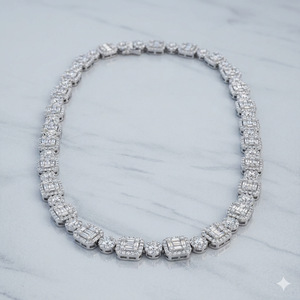 925 Solid Silver Unisex Custom Iced 10MM Baguette Moissanite Diamond Bling Chain Link Tennis <b>Necklace</b> Hip Hop Style Wedding Gift - Product Image 1