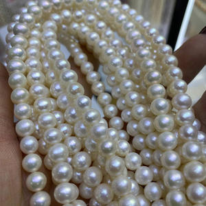 Collier et bracelet en perles d'eau douce violettes naturelles Zhuji Pearl, 4-5 mm, presque rondes, perles semi-finies en vrac, vente en gros - Product Image 2