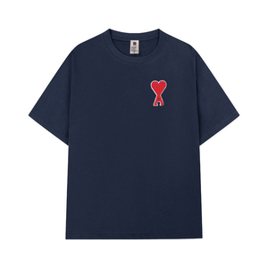 Chemise décontractée en flanelle noire pour homme, à double boutonnage, avec logo imprimé cœur rouge, manches courtes, été, ODM, 100 % grandes tailles - Product Image 3