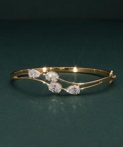 IGI Certified Lab Grown Diamond Round Brilliant Cut Solitaire Engagement <b>Bracelet</b> For Women 14kt Yellow Gold Ethnic Style - Product Image 1