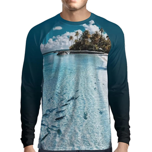 Camisa de Pesca de Manga Larga para Hombre, Estampado Tropical, Protección Solar UPF 50, Secado Rápido, Poliéster - Product Image 1