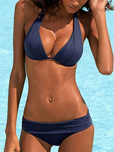 Bikini Push Up de Dos Piezas, Traje de Baño Halter con Tiras, Conjunto de Bikini Sexy con Tanga, Ropa de Playa para Verano - Product Image 2