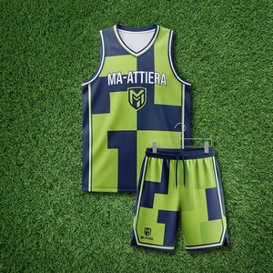 Ensemble de maillot et short de basket-ball sublimé personnalisé pour homme MA-ATTIERA, vert lime et bleu marine, uniforme de sport respirant - Product Image 6