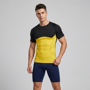 OEM Custom Mens Half Sleeve Compression Fitness Shirt Stretch Athletic Gym Workout Performance Apparel - Product Image 1