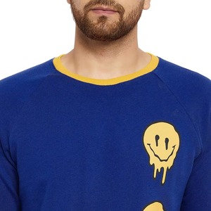 Conjunto Deportivo para Hombre con Estampado de Smiley Azul y Amarillo, Sudadera de Cuello Redondo de Manga Larga, Pantalones Jogger, Ropa Casual Estilo Otoño - Product Image 6