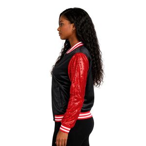 Delta Sigma Theta Black Satin Sequin Jacket for Women Comfortable Fit Premium Fabric Greek Sorority Apparel Casual Wear - Product Image 3